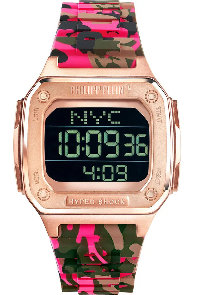 Philipp Plein PWHAA1622 Digitaluhr Hyper $hock Camouflage Pink - Watchshop24.eu