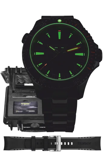 Traser 110321 P67 Diver Black Spezial-Set – Schweizer Automatik-Taucheruhr mit Trigalight