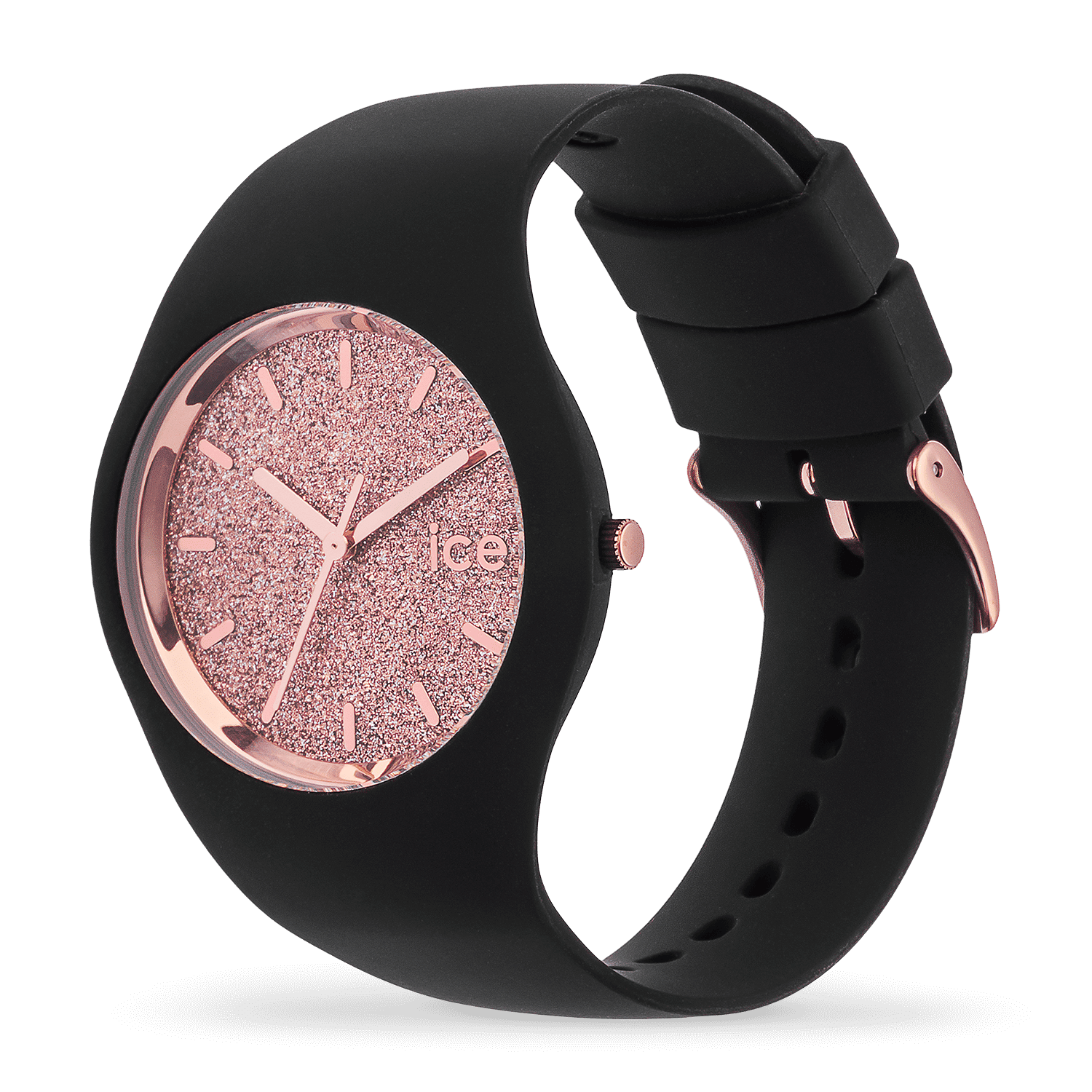 Ice Watch 001353 Ice Glitter Schwarz Rose Gold Schwarz Damenuhr - Watchshop24.eu