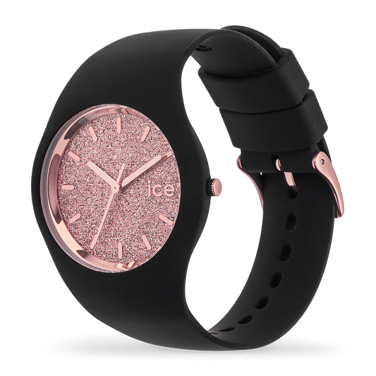 Ice Watch 001353 Ice Glitter Schwarz Rose Gold Schwarz Damenuhr - Watchshop24.eu