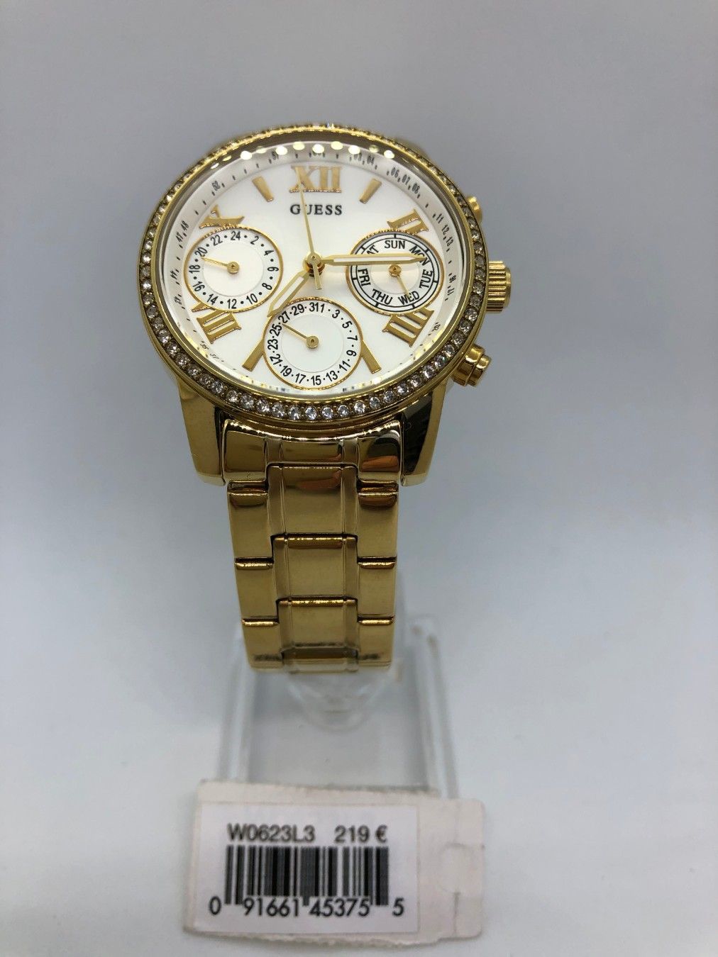 Guess Damen Analog Quarz Uhr mit Edelstahl Armband W0623L3 - Watchshop24.eu