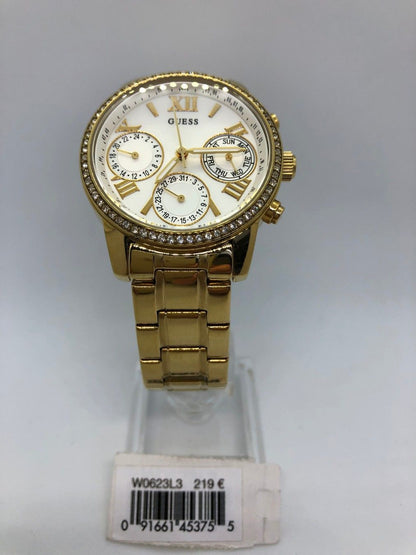 Guess Damen Analog Quarz Uhr mit Edelstahl Armband W0623L3 - Watchshop24.eu